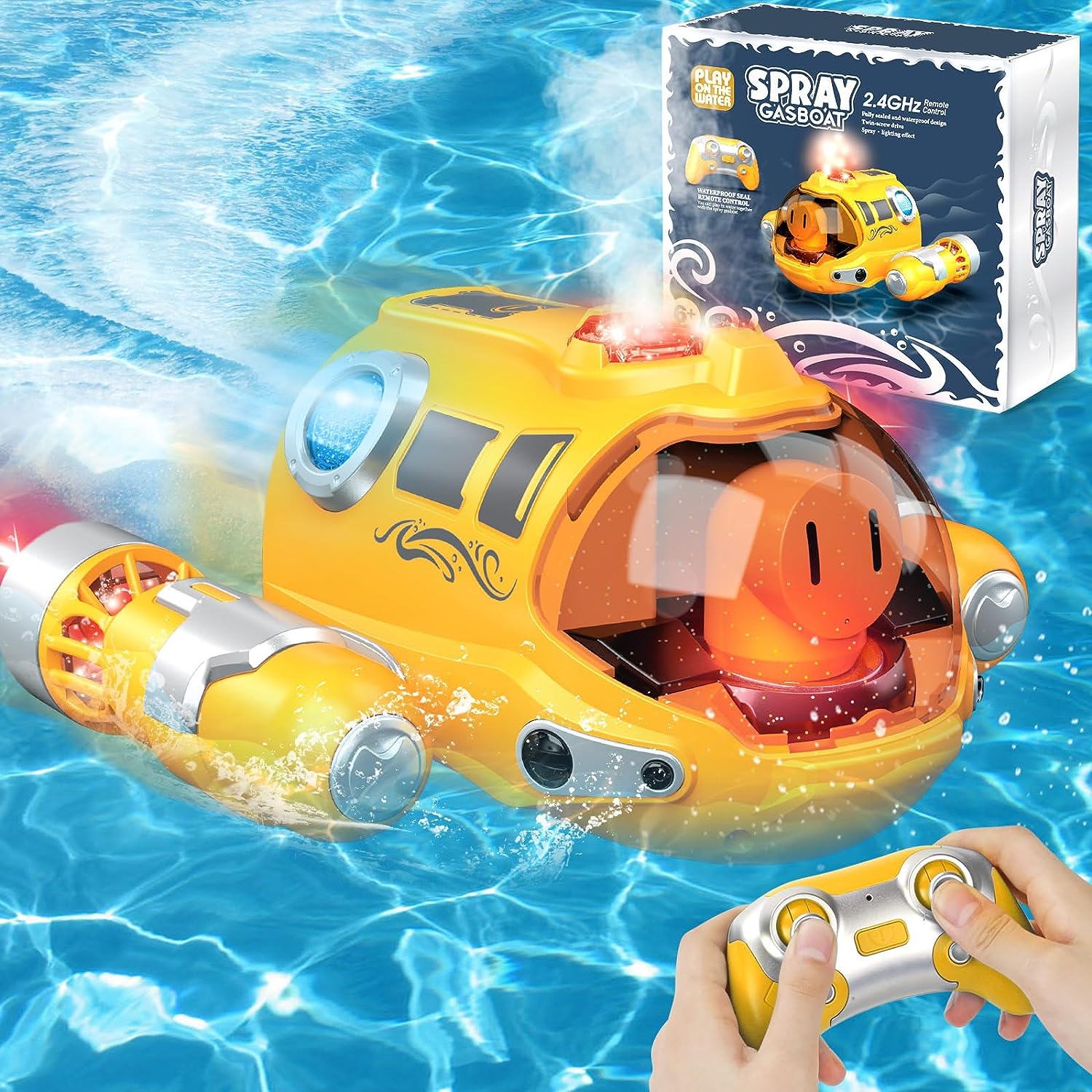 2.4G Mini Water Boat Toy Double Propeller Lighting Spray Motorboat Children Pool Water Remote Control Rc Boat Ship Juguetes - Imagen 2