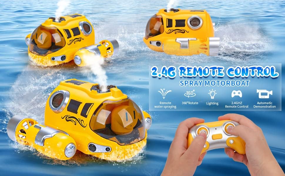 2.4G Mini Water Boat Toy Double Propeller Lighting Spray Motorboat Children Pool Water Remote Control Rc Boat Ship Juguetes - Imagen 3