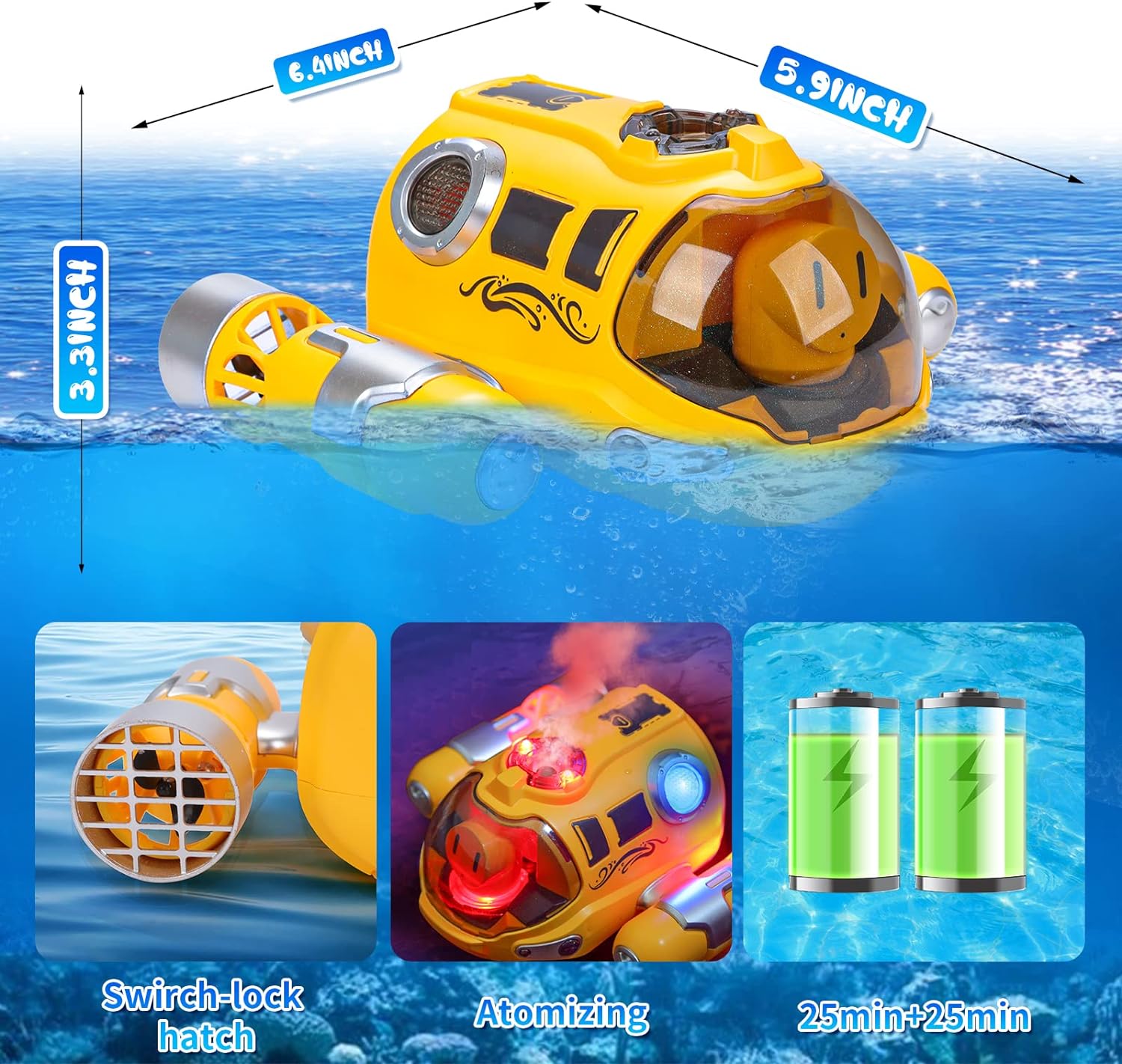 2.4G Mini Water Boat Toy Double Propeller Lighting Spray Motorboat Children Pool Water Remote Control Rc Boat Ship Juguetes - Imagen 5