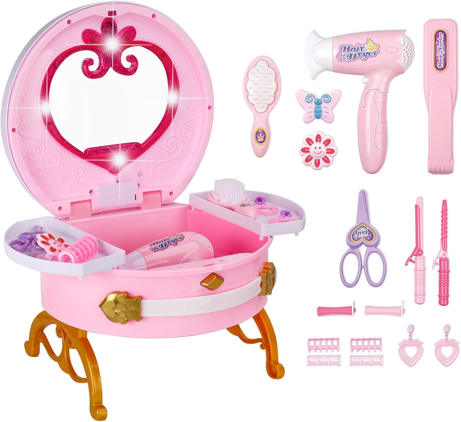 Electric Pretend Play Suitcase Girls Make Up Toys Dressing Table for Girls Toys - Imagen 3