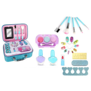 Kids Princess Dress Up Kit Nail Polish Beauty Blue Cosmetics Bag Set Real Children Makeup Toyfor Girls