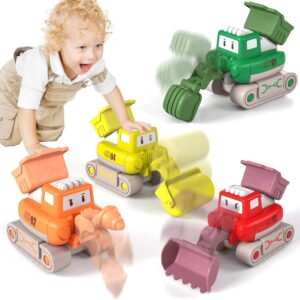 Cartoon Construction Engineering Vehicle Toys Pull Back Press To Go Toy Car Friction Power Vehicles Mini Kids Diy Truck