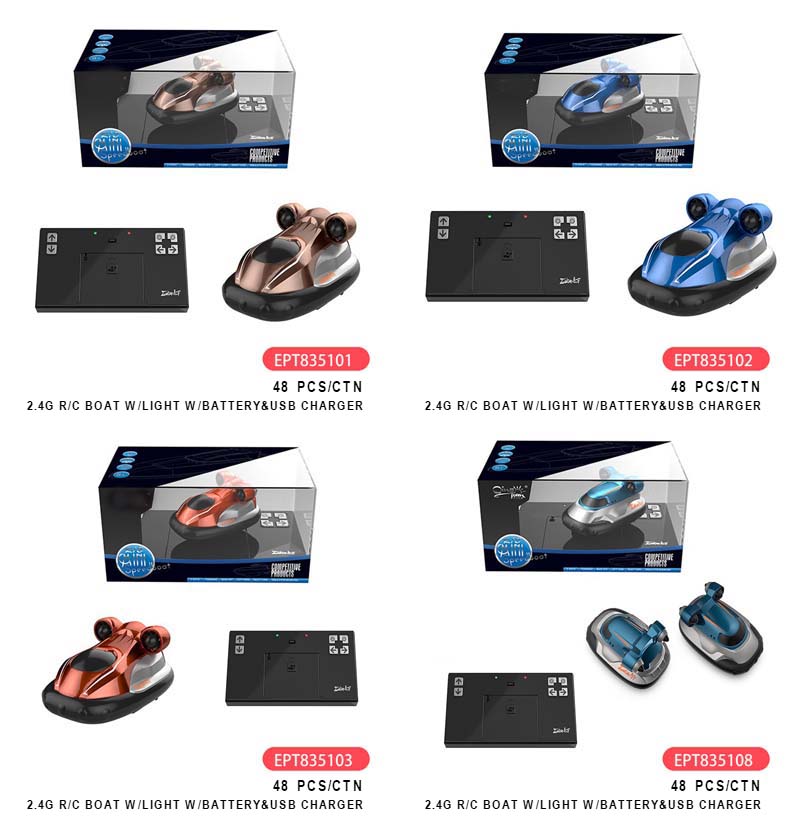 2.4G Remote Control Mini Hovercraft SpeedBoat Racing Yacht Toys With Light - Image 5