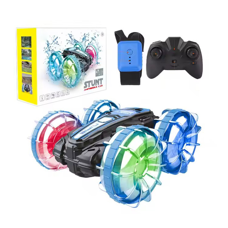 2.4G Five Function Dual Remote Control 360 Degree Amphibious Stunt Car Waterproof Rc Cars With Lights