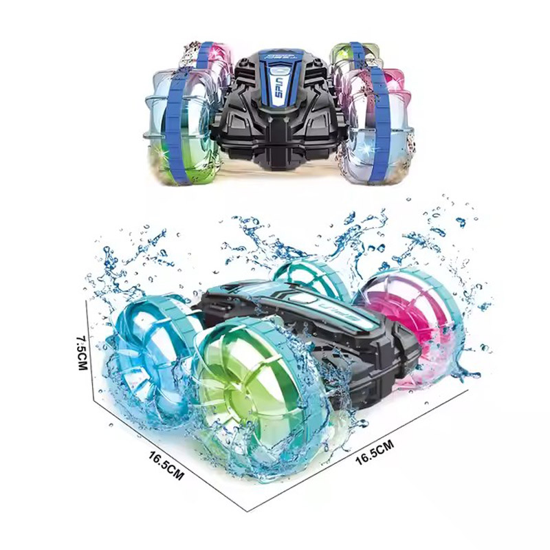 2.4G Five Function Dual Remote Control 360 Degree Amphibious Stunt Car Waterproof Rc Cars With Lights - Imagem 2