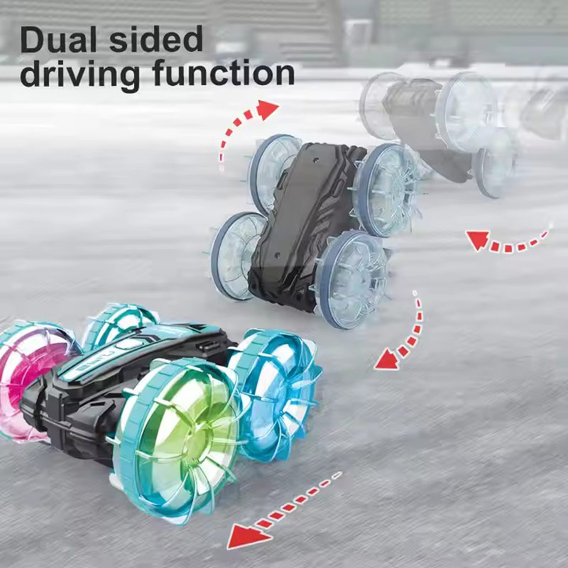 2.4G Five Function Dual Remote Control 360 Degree Amphibious Stunt Car Waterproof Rc Cars With Lights - Imagem 6