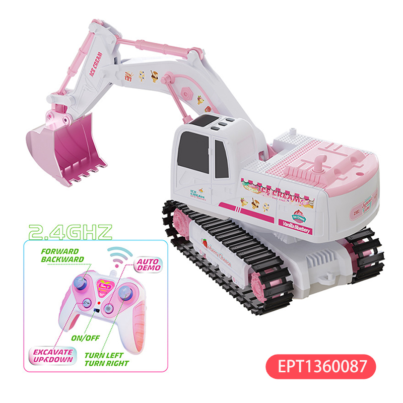 Children's Remote Control Pink Cute Charging Excavator Electric Alloy Engineering Vehicle Toy - Imagem 6