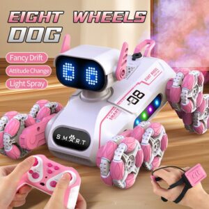 2.4Télécommande de pulvérisation lumineuse et sonore G 11Ch 8 Roue cascadeur chien Rc Robot électronique enfant fille voitures électriques jouets pour les filles