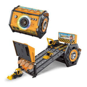 Novo carro deslizante de liga infantil, modelo fundido, catapulta dobrável, caminhão de metal, mini trilho, quebra-cabeça de construção, carros de brinquedo com música