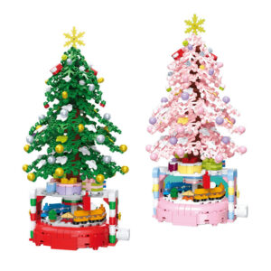 Caixa de blocos de construção de árvore de Natal Conjuntos de blocos de mesa para crianças