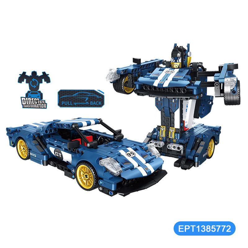 609Pcs Azul Escuro Blocos de Construção Puxar Para Trás Mudança Reta Conjuntos de Blocos de Carro Moc Modelo Carros Conjunto Brinquedo para Crianças - Imagem 2