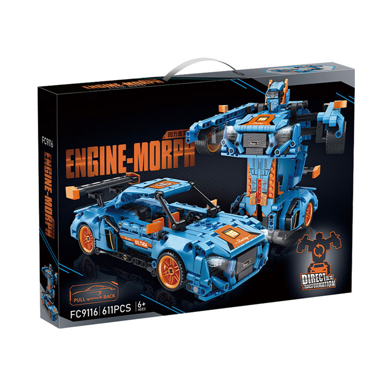 609Pcs Azul Escuro Blocos de Construção Puxar Para Trás Mudança Reta Conjuntos de Blocos de Carro Moc Modelo Carros Conjunto Brinquedo para Crianças - Imagem 4