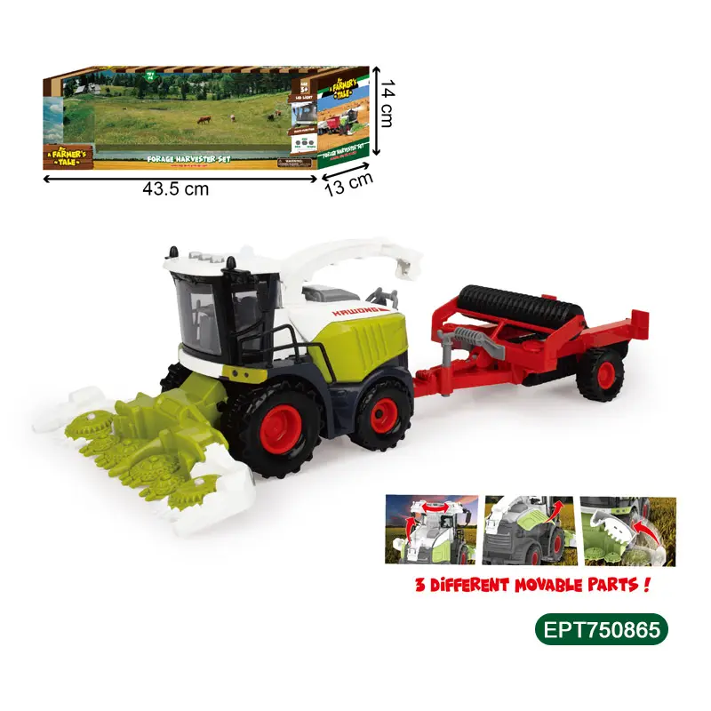 Simulation Plastic Friction Toy Happy Farm Tractor Truck Tractors Farming Vehicle Kid Vehicles With Traile for Sale