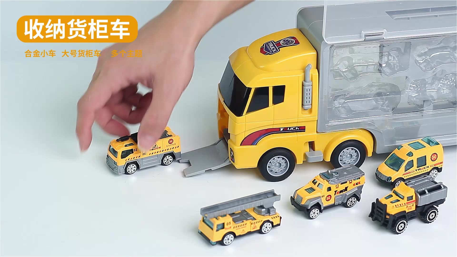 Sliding Storage Container Truck Construction Yellow Vehicle Toy Set Carrier Car Toys with 6 Abs Alloy Carsfor Boys - Bild 5