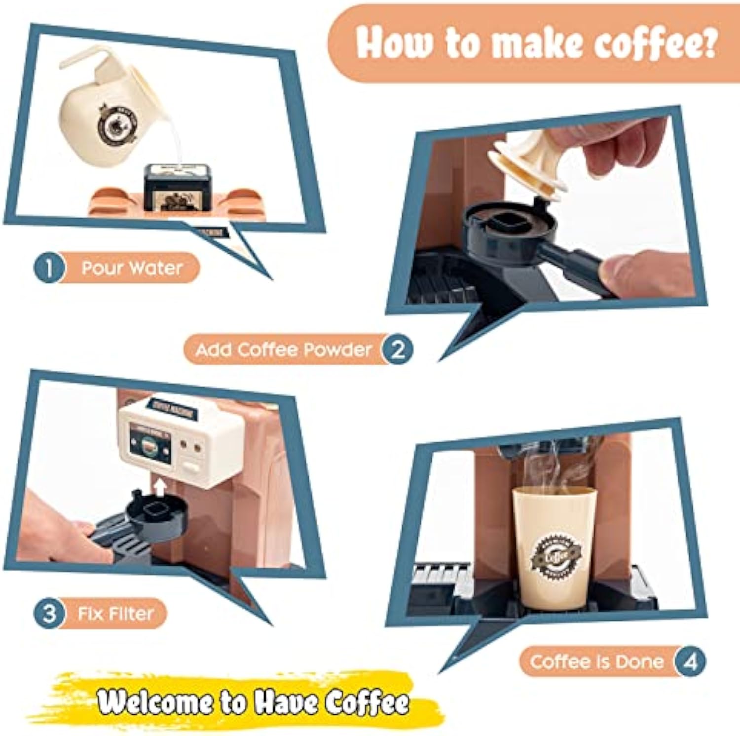 Realistic Coffee Machine Toy with Light and Sound Role Play Shopping Game Home Pretend Play Kitchen Toy Wholesale Coffee Machine Toy - Imagen 4