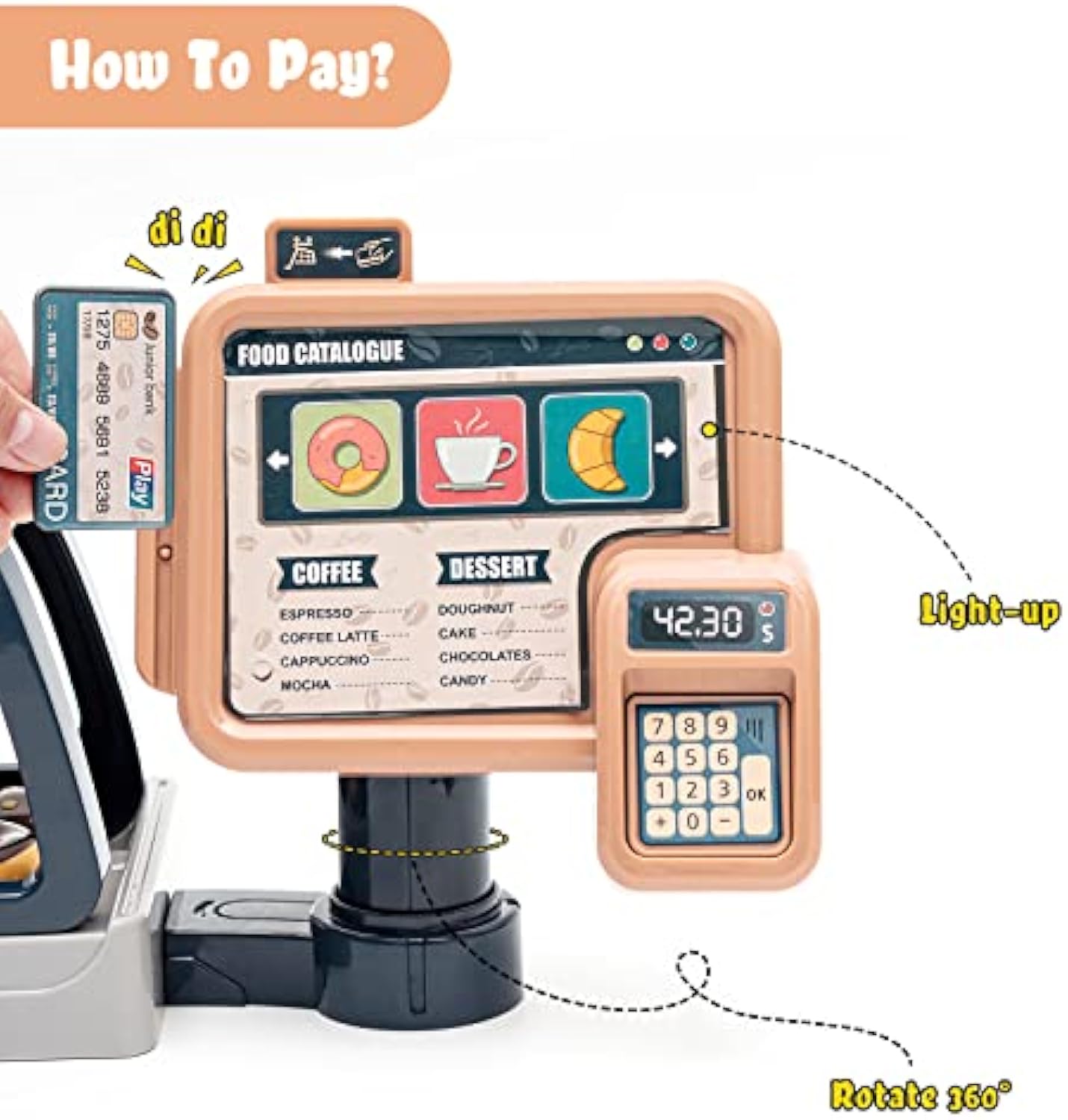 Realistic Coffee Machine Toy with Light and Sound Role Play Shopping Game Home Pretend Play Kitchen Toy Wholesale Coffee Machine Toy - Imagen 5