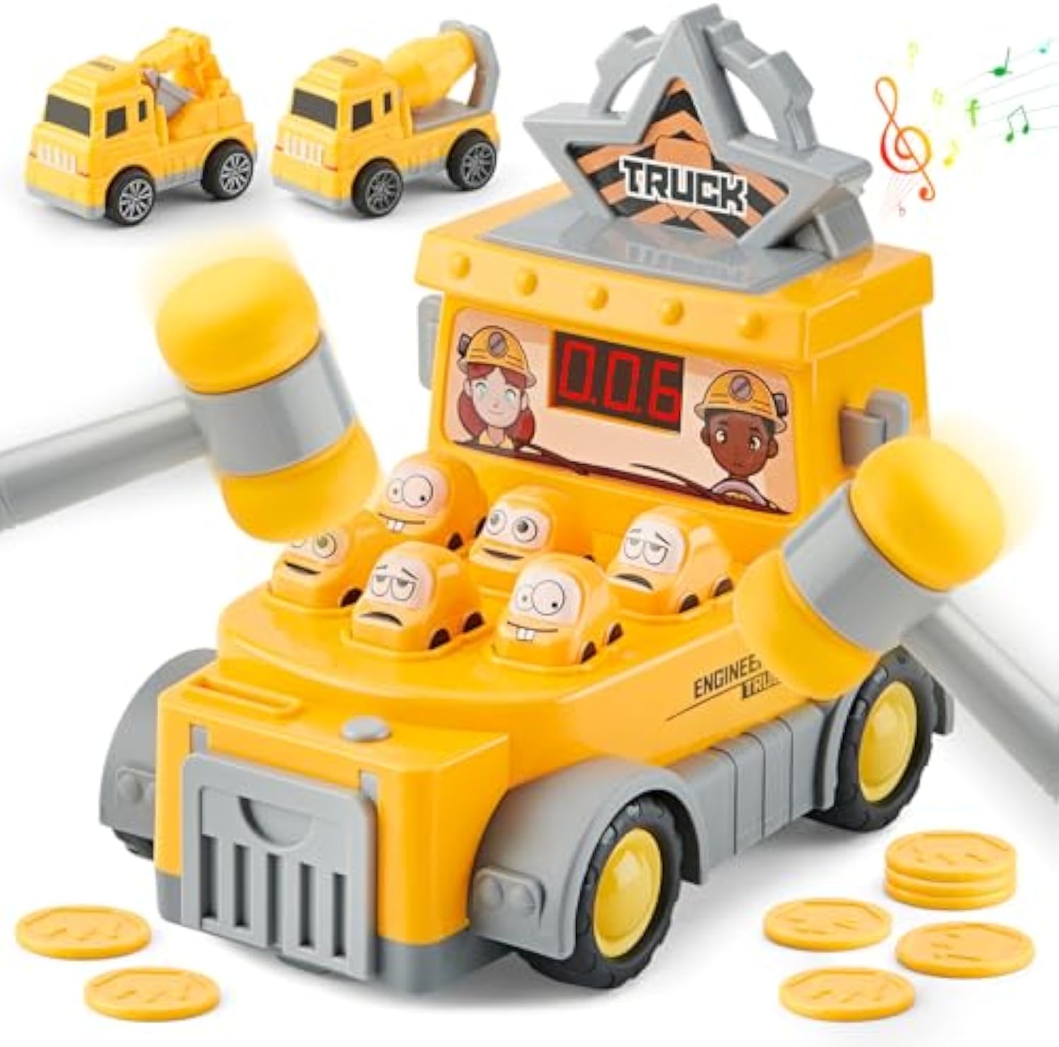 Children's Car Strike Board Game Parent-child Interactive Toy Cartoon Engineering Arcade Whack-a-Mole
