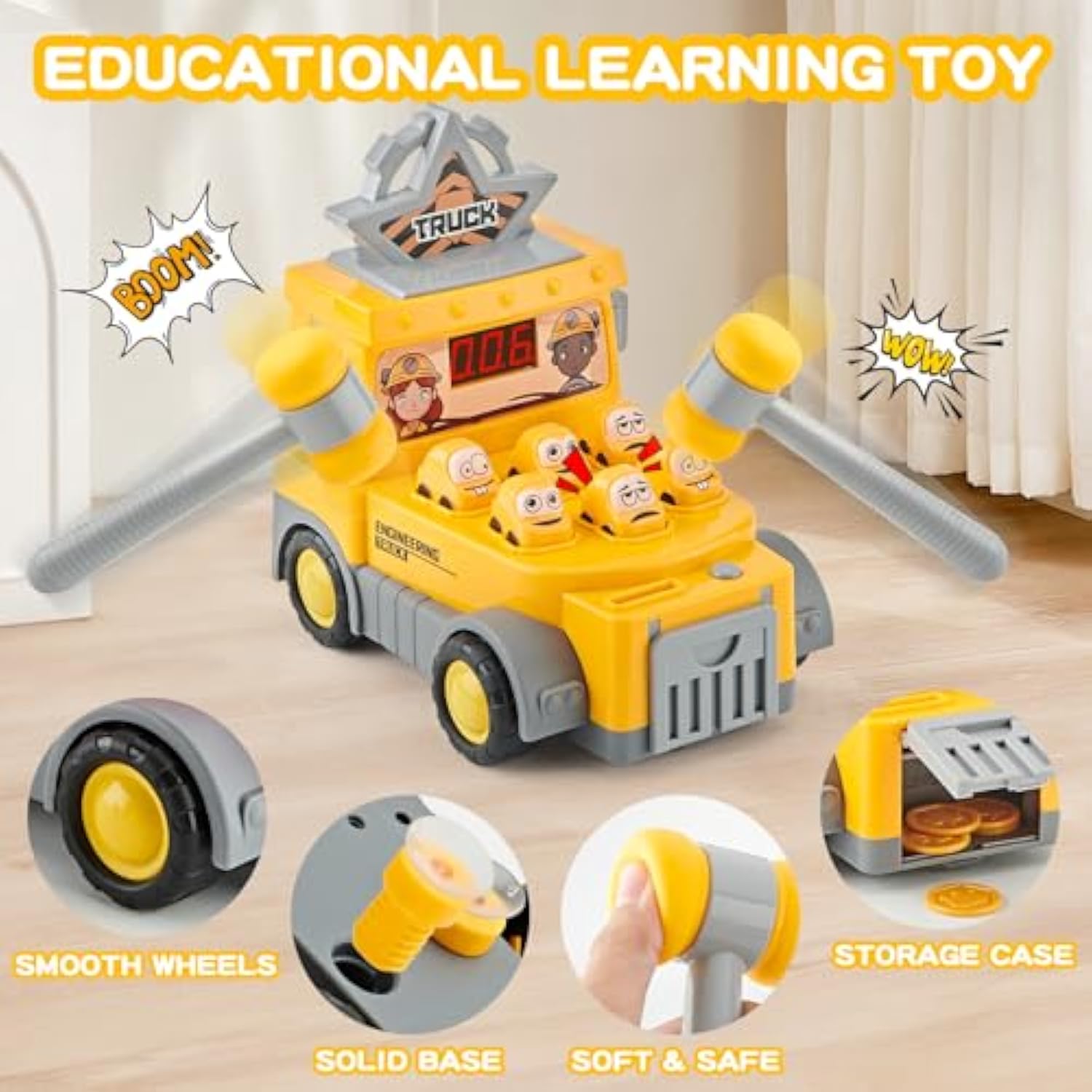 Children's Car Strike Board Game Parent-child Interactive Toy Cartoon Engineering Arcade Whack-a-Mole - Imagen 5