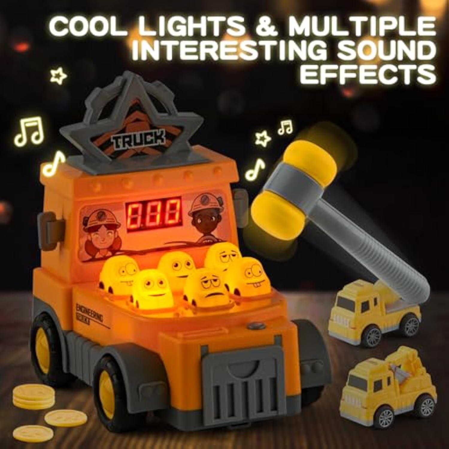 Children's Car Strike Board Game Parent-child Interactive Toy Cartoon Engineering Arcade Whack-a-Mole - Imagen 6