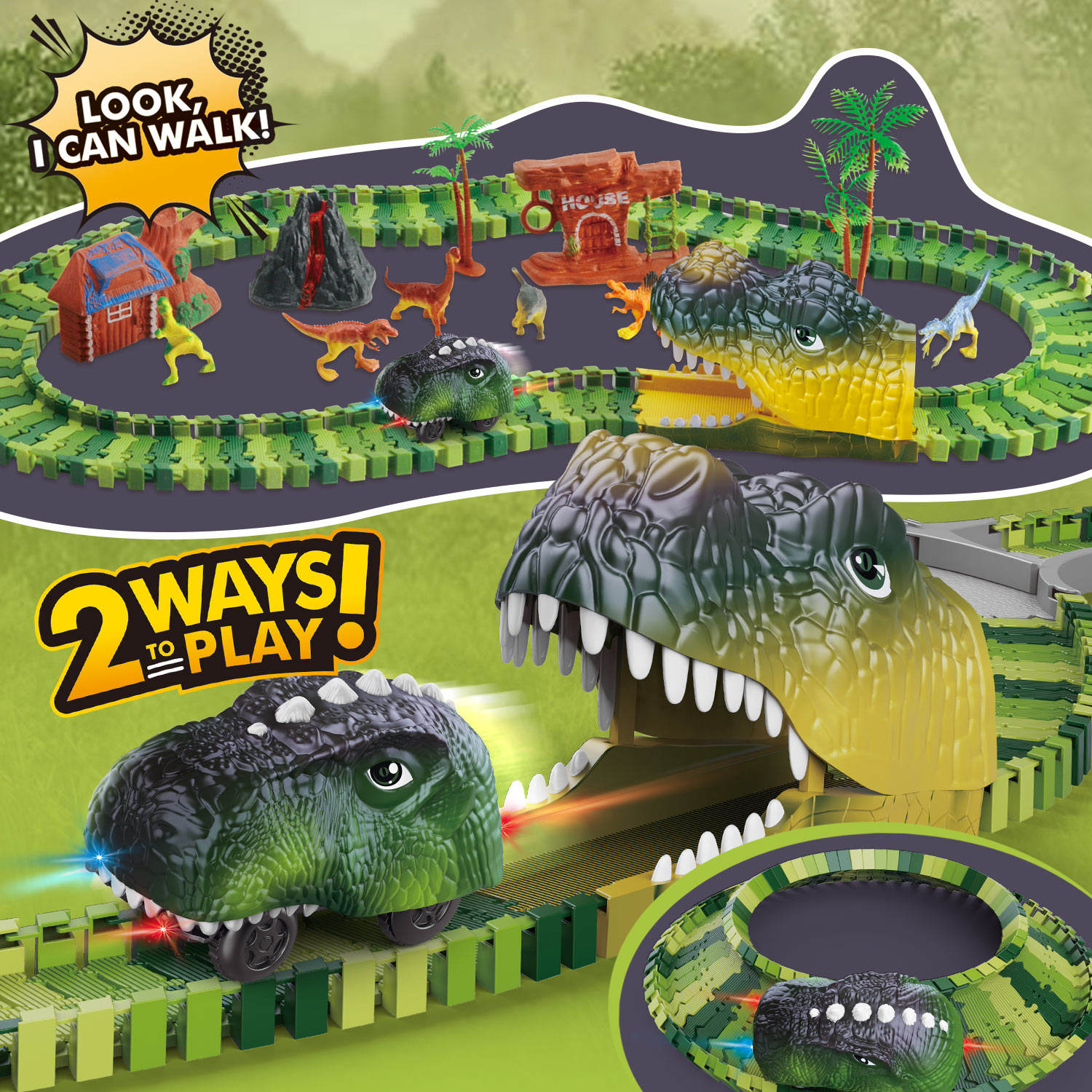 STEM Building 113 Pcs Electric Dinosaur Slot Toy Construction Toys Play Set Dino Racing Track for Kids - Bild 4