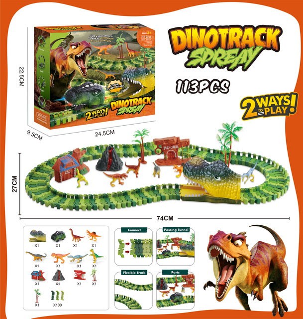 STEM Building 113 Pcs Electric Dinosaur Slot Toy Construction Toys Play Set Dino Racing Track for Kids - Bild 5