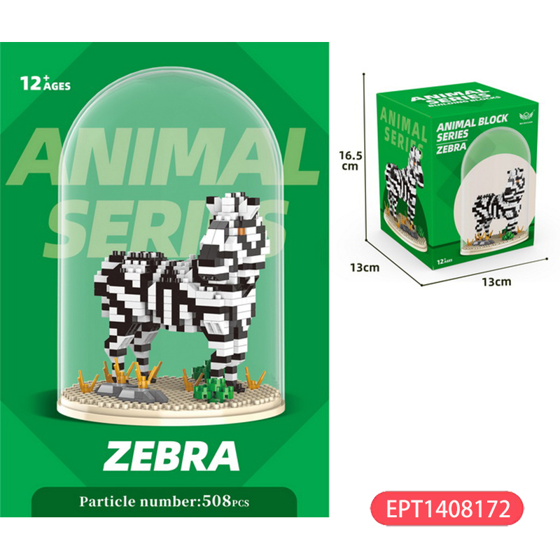 Promoção brinquedos atacado diy animais blocos de construção zebra coelho elefante canguru raposa crianças construir bloco jogo brinquedos com caixa