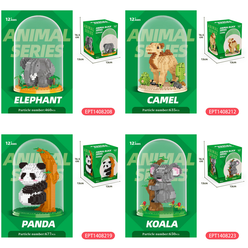 Promoção brinquedos atacado diy animais blocos de construção zebra coelho elefante canguru raposa crianças construir bloco jogo brinquedos com caixa - Imagem 5