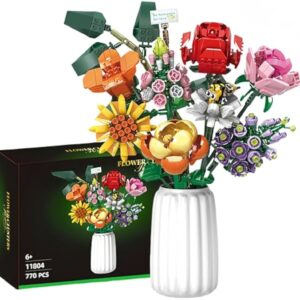 Assemble 8 Flower Brick Bouquet Flower Building Blocks Set Toy With Rose