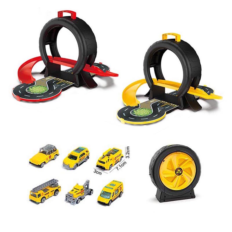 Tire Track Parking Lot & 2 Engineer Cars Electric Engineering Toys Plastic Construction Vehicle Kids Toy