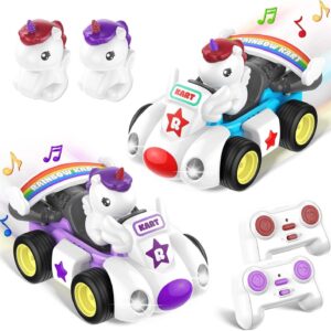 Remote Control Car Radio Control Cartoon Car Toys for Kids 2.4G Rechargeable RC Cars for Toddler