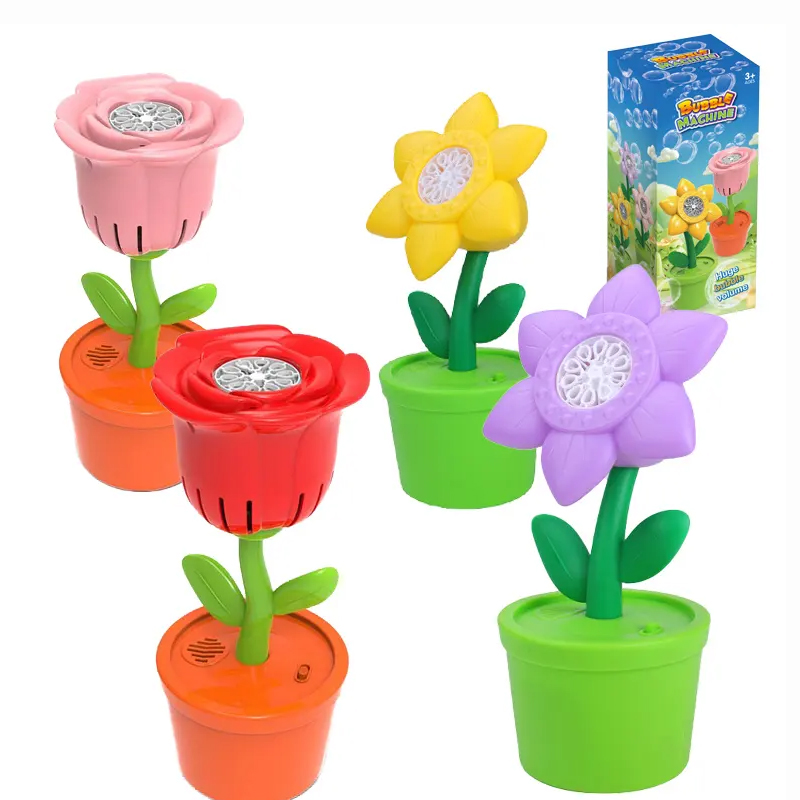 Sommer Bestseller elektrische Ton und Licht Rose Blase Maschine Spielzeug Blume Blasen machen Outdoor Kinder für Haus Hinterhof