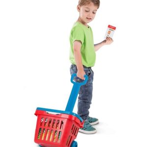 Juguetes de supermercado, carrito de compras grande, cesta de compras rodante para niños, juego de simulación