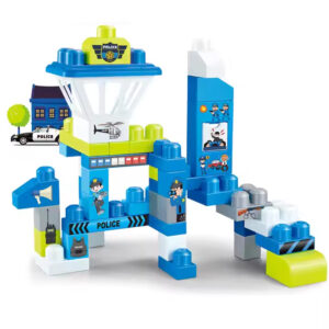 Blocos de partículas grandes da polícia, 40 peças, conjuntos de construção de blocos, kit de haste de brinquedos educativos para casa infantil, brinquedos de castelo