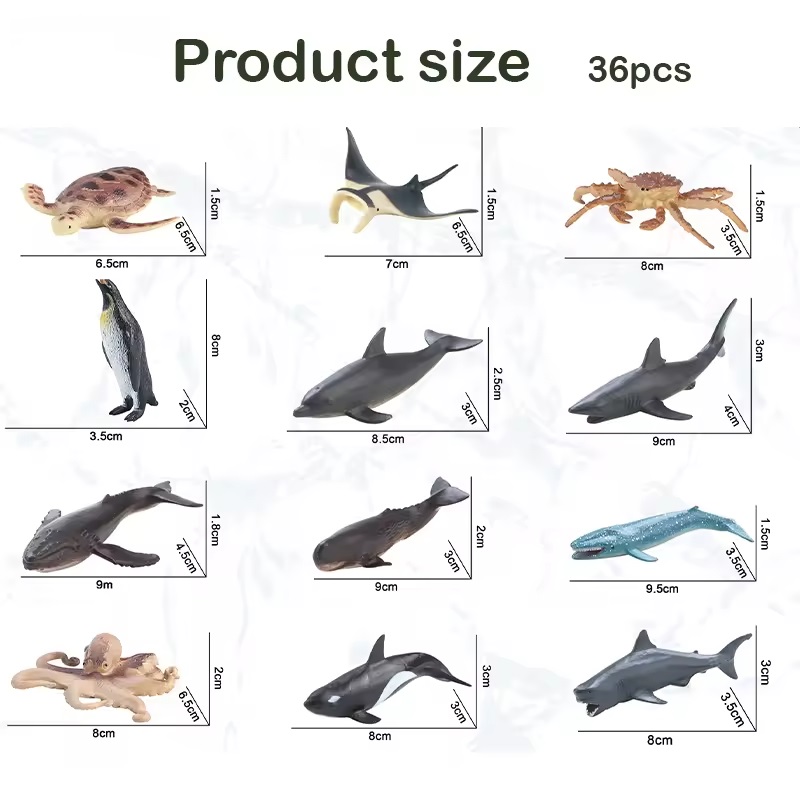 36Pcs Plastic Ocean Animals Sea Creatures Small Animal Figures Assorted Mini Plastic Animal Figurines Toy - Bild 2