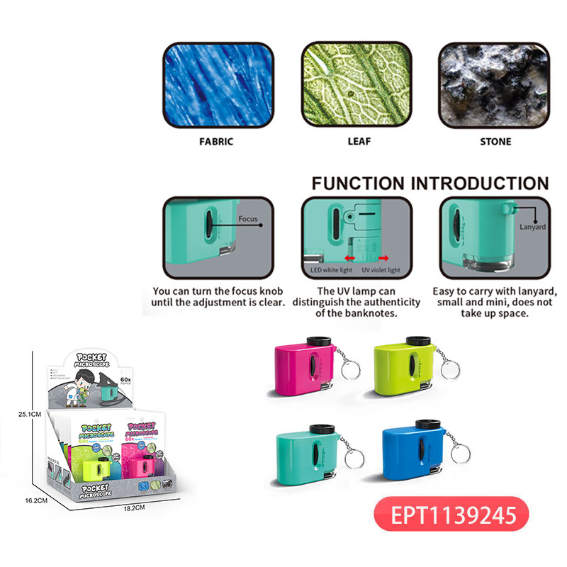12PCS Mini Portable Microscope Stem Kits 60x-120x Button Battery Educational Pocket Games Plastic Juguetes for Kids - Bild 5