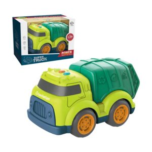Juguetes Electric City Sanitation Series Green Freewheel Camión de basura Coche Juguetes para niños con luz y música