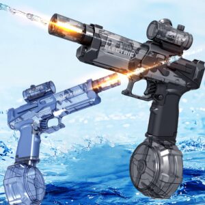 Pistola de água elétrica de longo alcance com brinquedos interativos iluminados, armas de esguicho de água de alta capacidade, brinquedos ao ar livre de verão