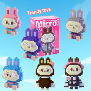 Conjuntos de bloques de construcción Pop Mart Labubu, minifigura modelo, caja ciega