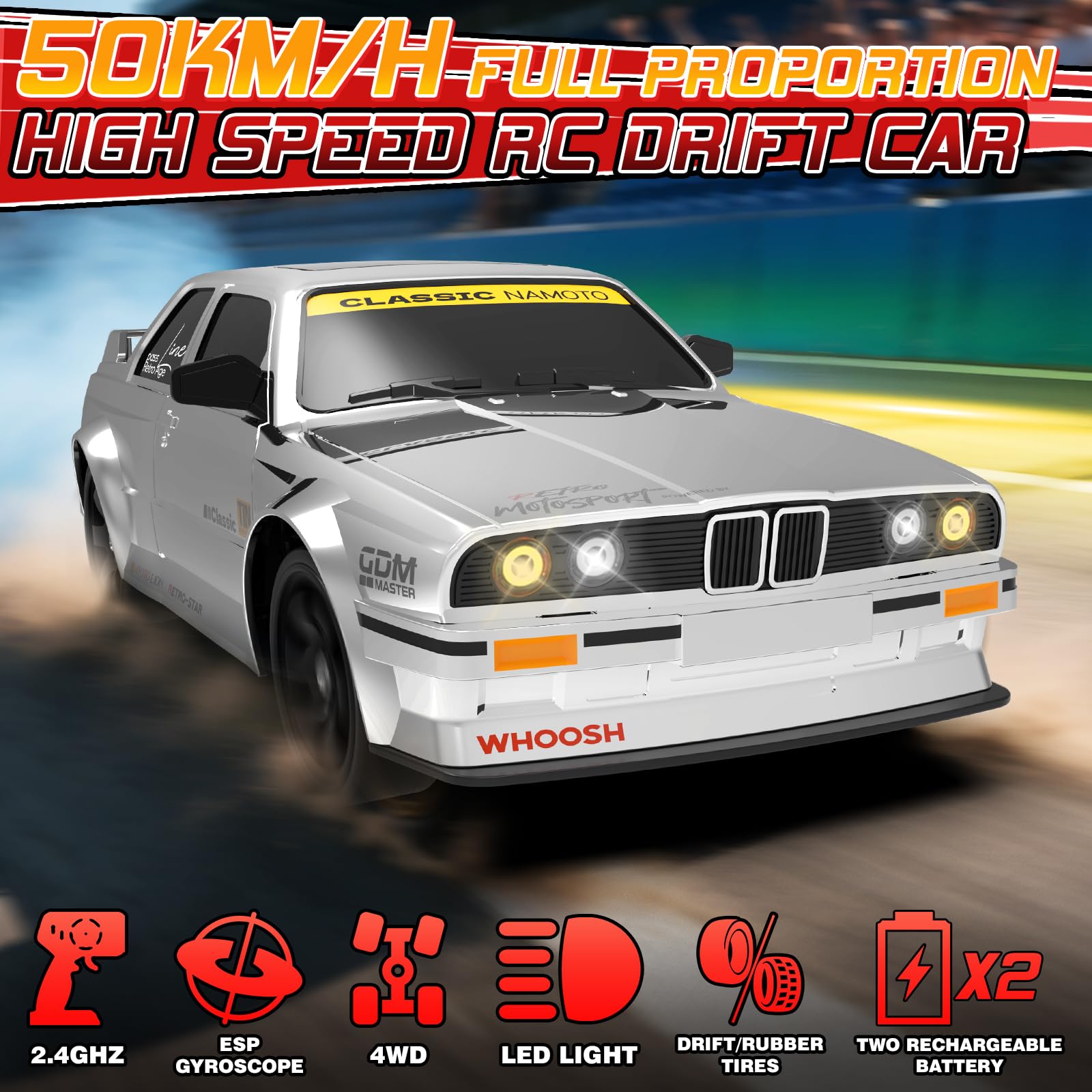 1:16 4WD 2,4 GHz 50 km/h ferngesteuertes Hochgeschwindigkeits-Driftauto mit Gyro - Bild 4