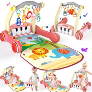 2 In 1 Multifunction Infant Activity Gym Adjustable Baby Walker Piano Fitness Play Mat Toy