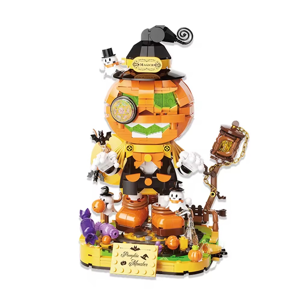 Série de mode Halloween Pumpkin Head Building Blocing Blocy