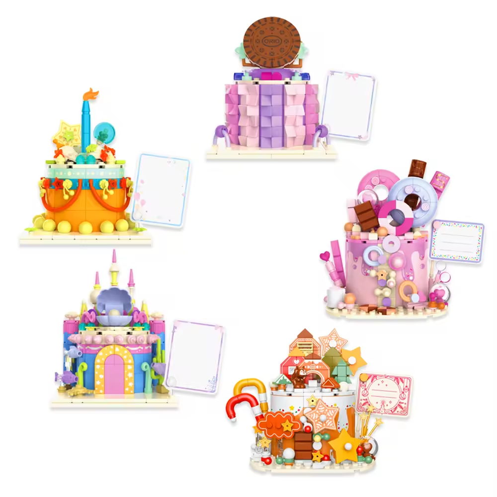 Serie de alimentos para niños juguete educativo 5 Estilos Hermoso Pastel Delicioso Té De La Tarde De Alicia Pastel De Corazón Bloques De Construcción Para Niños