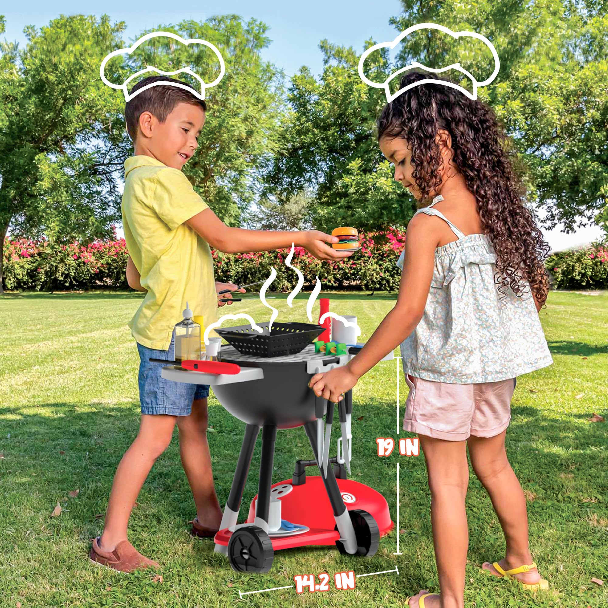 34 PC-Grillspiel-Grill-Küchenspielzeug-Set, Grill-Kochspielset mit realistischem Lichtklang für Kinder - Bild 6
