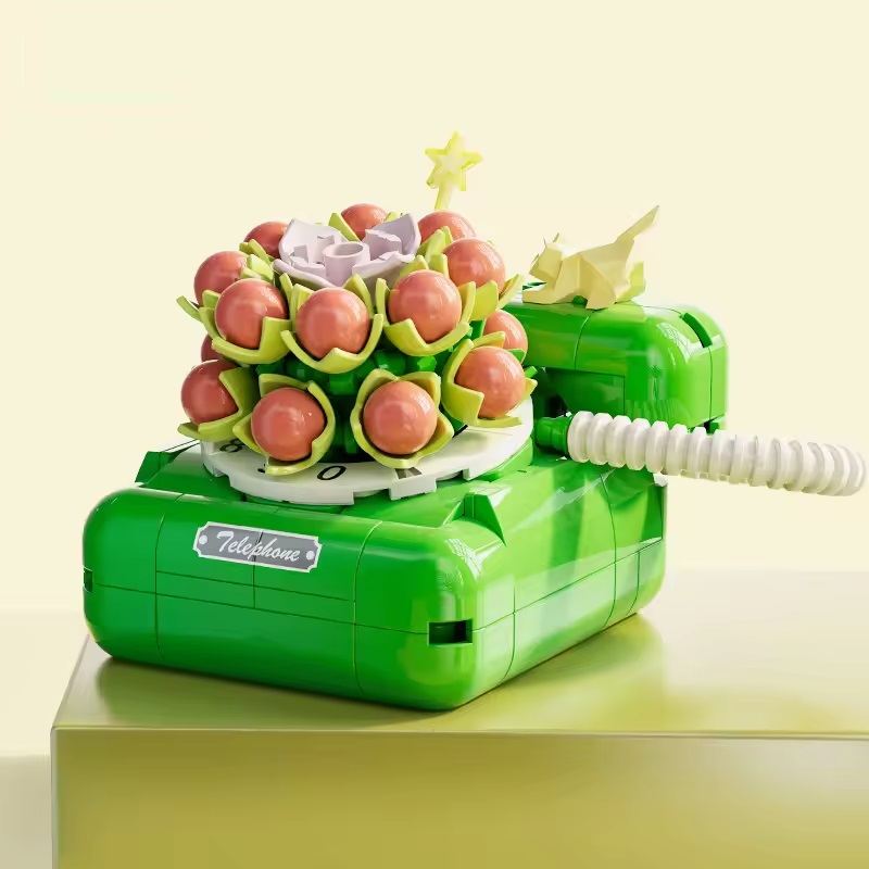 Decoración creativa de alta calidad Decorativa Home Casa suculenta Bloques de construcción de teléfonos de flores Modelo Toys para niños - Imagen 6