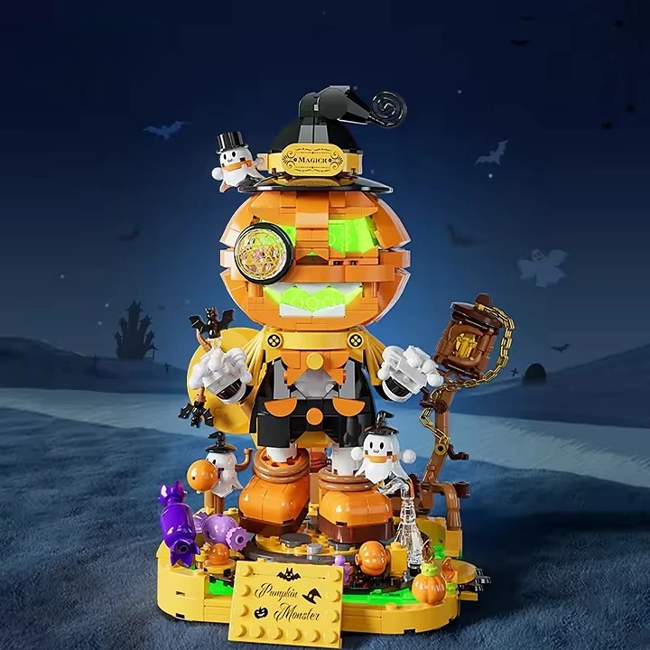 Série de mode Halloween Pumpkin Head Building Blocing Blocy - Image 6