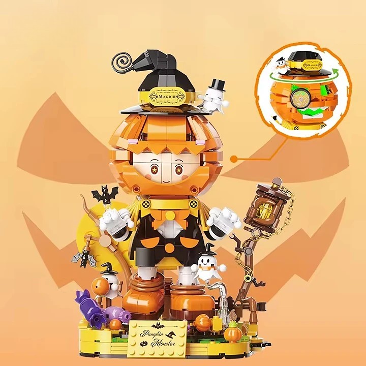 Série de mode Halloween Pumpkin Head Building Blocing Blocy - Image 5
