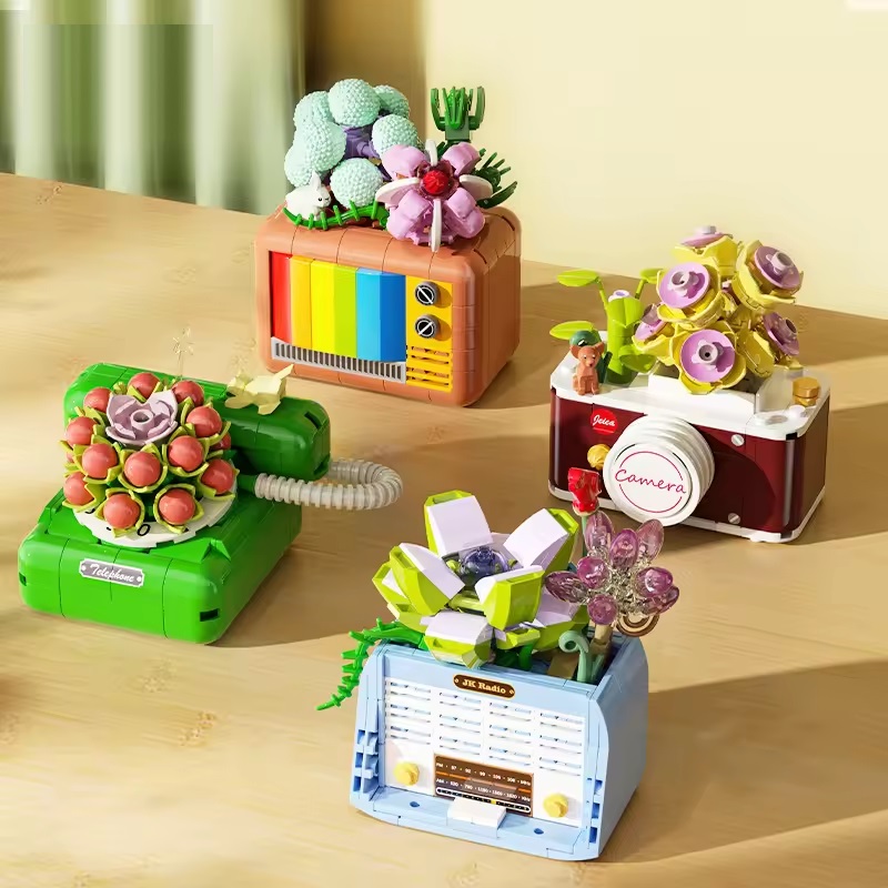 Hochwertige kreative dekorative Weihnachten Home Sukkulente Blume Telefon Bausteine Modell Spielzeug für Kinder - Bild 4