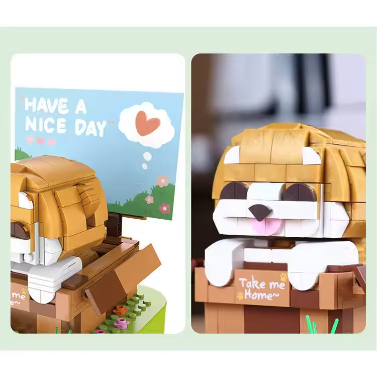 Großhandel DIY Bau elektronisches Spielzeug rotierende Mini Bricks Bausteine Spielzeug Haustier Hund Spieluhr - Bild 3