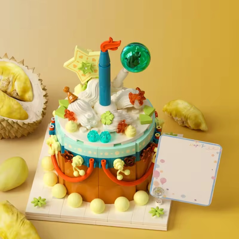 Serie de alimentos para niños juguete educativo 5 Estilos Hermoso Pastel Delicioso Té De La Tarde De Alicia Pastel De Corazón Bloques De Construcción Para Niños - Imagen 2