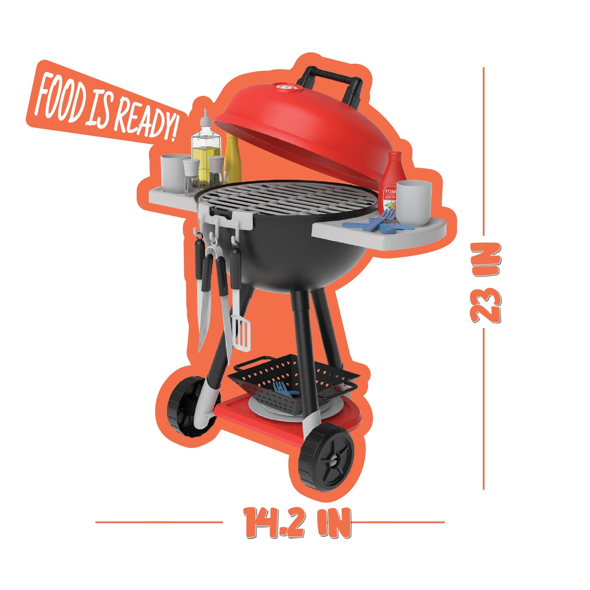 34 PC-Grillspiel-Grill-Küchenspielzeug-Set, Grill-Kochspielset mit realistischem Lichtklang für Kinder - Bild 7